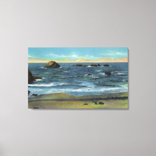 Bandon Beach Uitzicht of Face Rock, Cat and Kitten Canvas Afdruk
