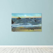 Bandon Beach Uitzicht of Face Rock, Cat and Kitten Canvas Afdruk (Insitu (Houten vloer))