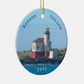 Bandon Lighthouse Oregon met kerstmis Keramisch Ornament (Rechts)