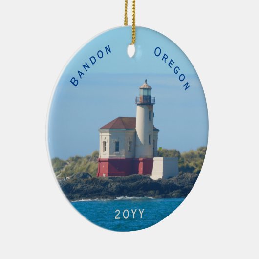Bandon Lighthouse Oregon met kerstmis Keramisch Ornament (Rechts)