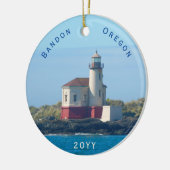 Bandon Lighthouse Oregon met kerstmis Keramisch Ornament (Links)