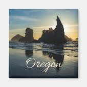 Bandon Oregon Zee Stacks Sunset Foto Magneet (Voorkant)
