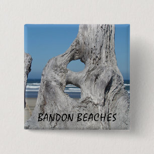 Bandon Stranden knoppen Blauwe Oceaan golven Drijf Vierkante Button 5,1 Cm