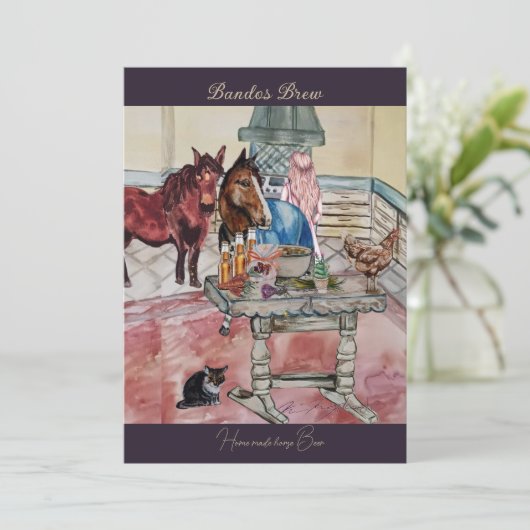 Bandos Bier zelfgemaakt paardenbrouwsel Feestdagenkaart (Staand voorkant)