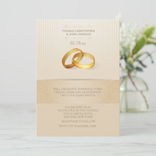 Bands of Gold Wedding Uitnodiging (Staand voorkant)