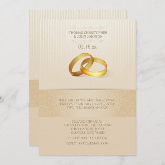 Bands of Gold Wedding Uitnodiging (Voorkant / Achterkant)