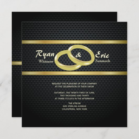 Bands of Gold Wedding Uitnodiging (Voorkant / Achterkant)