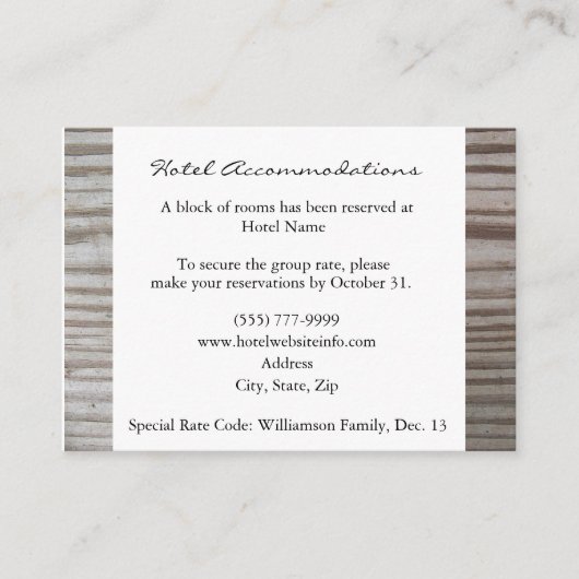 Bands Wood Hotel Accommodatie Kaarten (Voorkant)