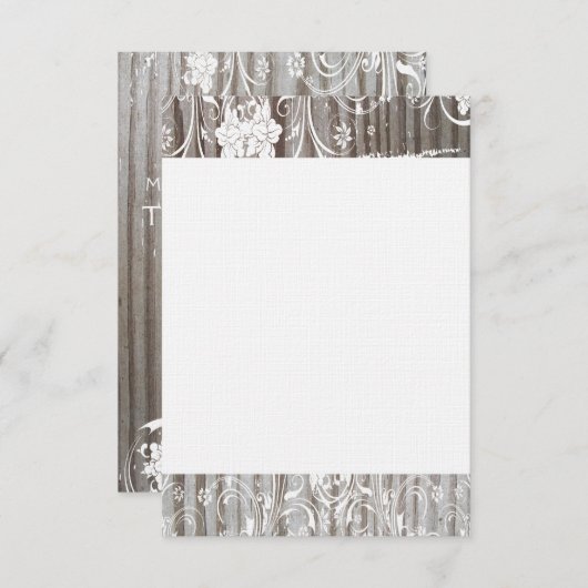 Bands Wood Shabby Lace Dank u Platte Kaarten (Voorkant / Achterkant)