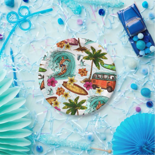 Bandstranspatroon voor surf van kool papieren bordje (Feest)