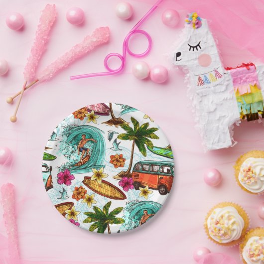 Bandstranspatroon voor surf van kool papieren bordje (Feest)