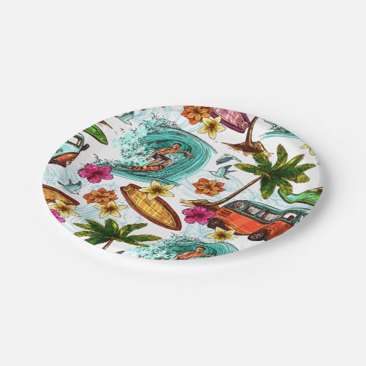 Bandstranspatroon voor surf van kool papieren bordje (Gekanteld)