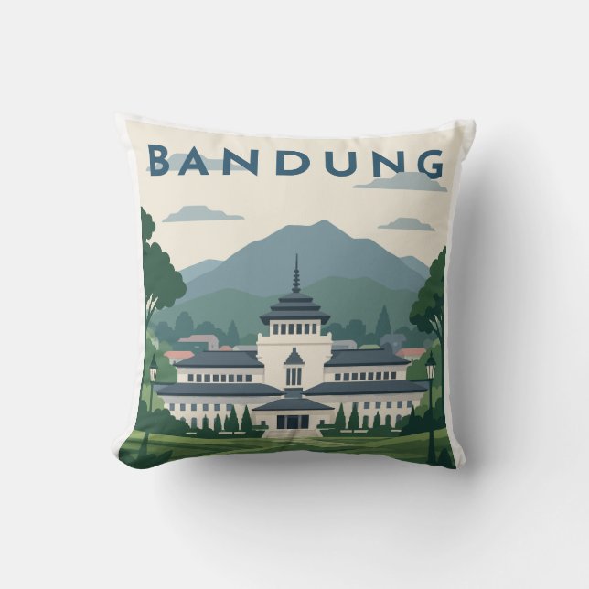 Bandung Indonesië Reisposter  Kussen (Voorkant)