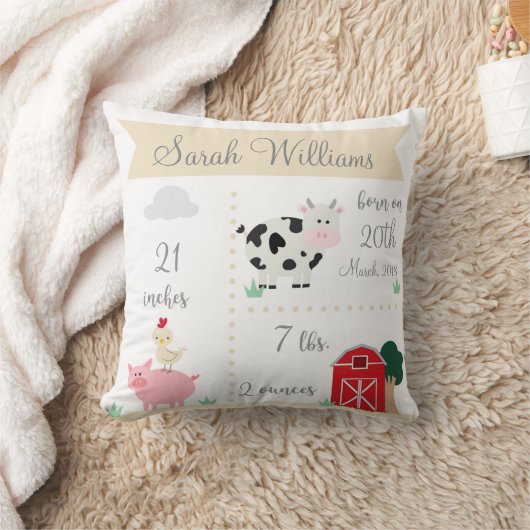 Bandwerf Boerderij Birth Announcement Pillow Kussen (Deken)