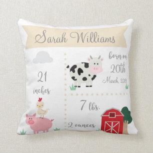 Bandwerf Boerderij Birth Announcement Pillow Kussen