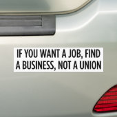 Banen, geen Unies Bumpersticker (Op auto)