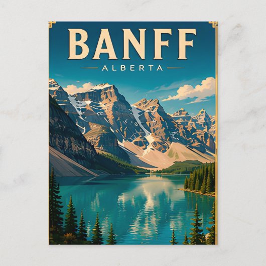 🏔️ Banff Alberta Bergmeer Briefkaart (Voorkant)