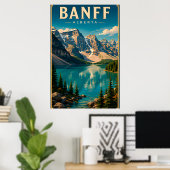 🏔️ Banff Alberta Bergmeer Poster (Thuiskantoor)