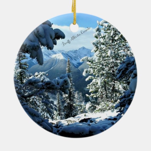 Banff, Alberta, Canada met sneeuwdekking Keramisch Ornament (Achterkant)