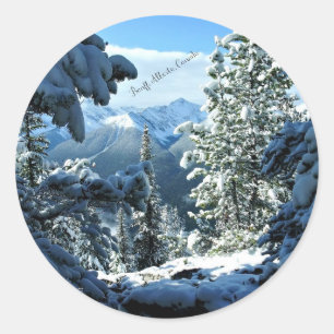 Banff, Alberta, Canada Snow Covered Ronde Sticker