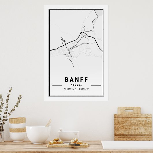 Banff Alberta Canada Travel City Map Modern Simple Poster (Keuken)