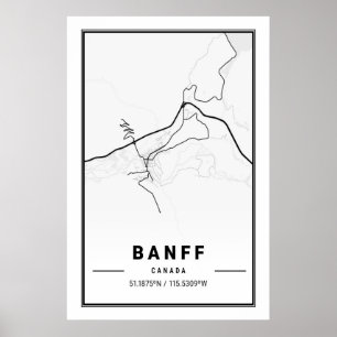 Banff Alberta Canada Travel City Map Modern Simple Poster