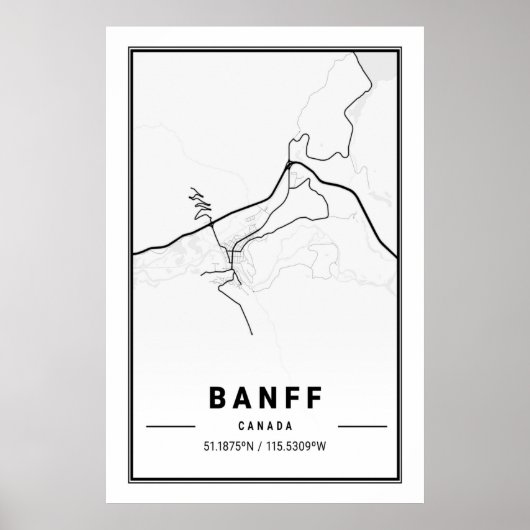 Banff Alberta Canada Travel City Map Modern Simple Poster (Voorkant)