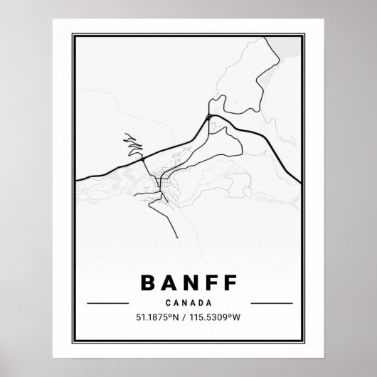 Banff Alberta Canada Travel City Map Poster (Voorkant)