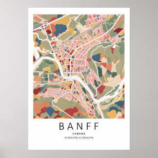 Banff Alberta Kaartposter | Moderne Stads Muurkuns Poster
