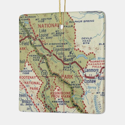 Banff Alberta Map Keramisch Ornament (Links)