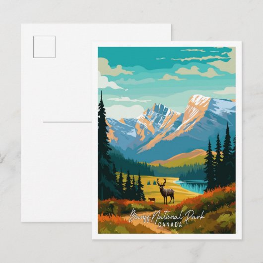 Banff Canada Art vintage reisillustratie Briefkaart (Voorkant / Achterkant)