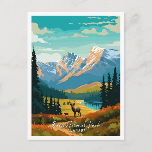 Banff Canada Art vintage reisillustratie Briefkaart (Voorkant)