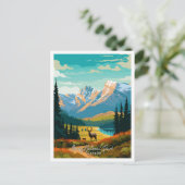 Banff Canada Art vintage reisillustratie Briefkaart (Staand voorkant)
