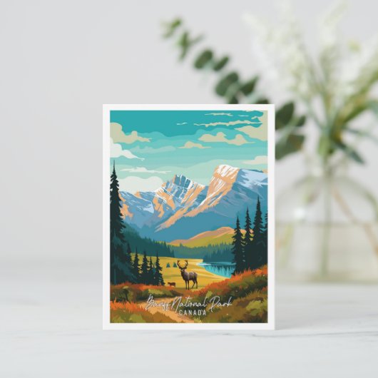 Banff Canada Art vintage reisillustratie Briefkaart (Staand voorkant)