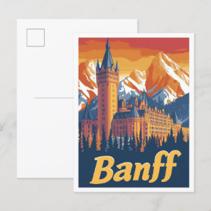 Banff Canada Art Vintage Travel Illustratie Briefkaart
