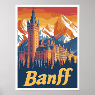 Banff Canada Art Vintage Travel Illustratie Poster