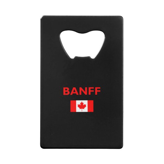 Banff Canada Canadian Flag Dark Color Creditkaart Flessenopener (Voorkant)