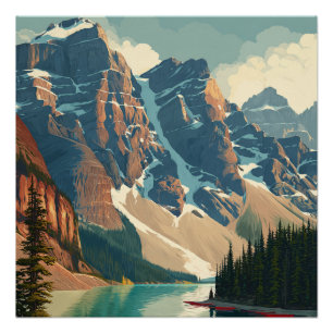 Banff Canada Internationale Park Reizen Oude Stijl Perfect Poster