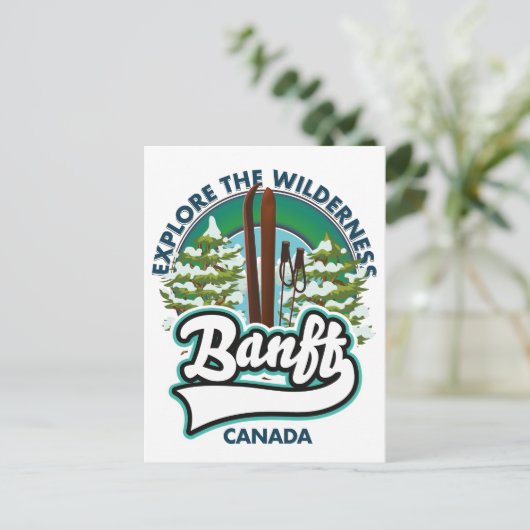 Banff Canada om te skiën logo Briefkaart (Staand voorkant)