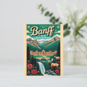 Banff Canada Retro Reisposter Kunst Briefkaart (Staand voorkant)