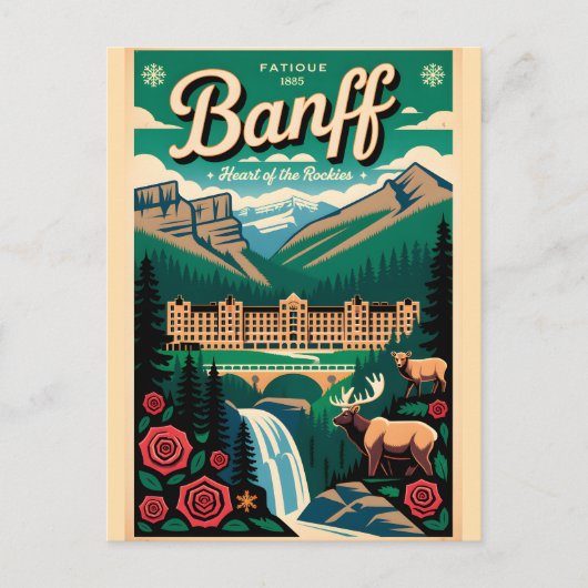 Banff Canada Retro Reisposter Kunst Briefkaart (Voorkant)