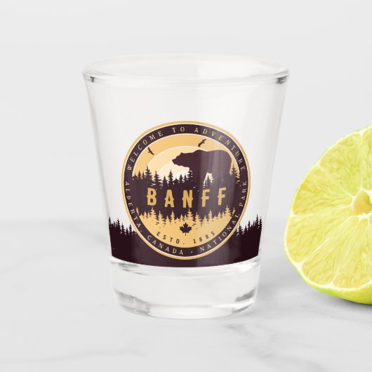 Banff Canada Rocky Mountains Camping Shot Glas (Voorkant)