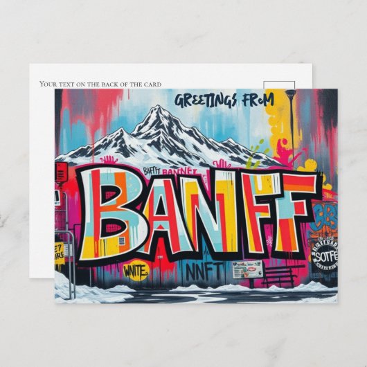 Banff Canada Skigebied graffiti Briefkaart (Voorkant / Achterkant)