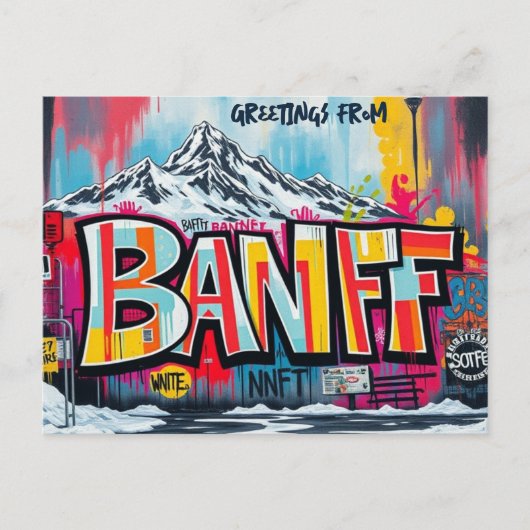 Banff Canada Skigebied graffiti Briefkaart (Voorkant)