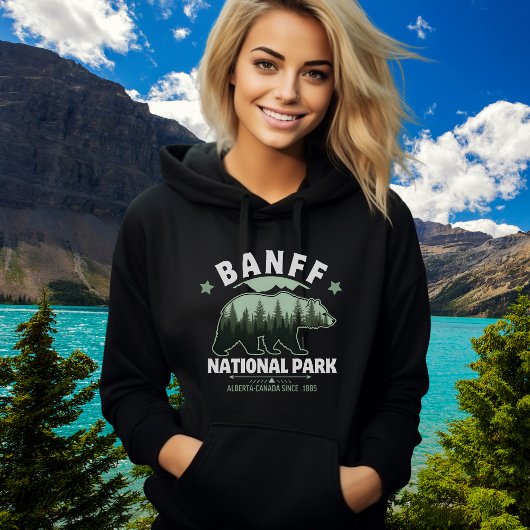 Banff Canada Souvenir – Wild Bear in Pine Forest  Hoodie