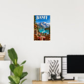 Banff Canada Turquoise Meer Berg Reisposter Poster (Thuiskantoor)