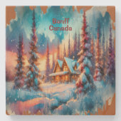 Banff Canada Waterverf Sketch | Stenen Onderzetter (Voorkant)