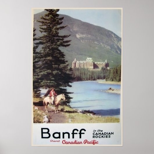 Banff Canadian Rockies Vintage Travel Poster (Voorkant)