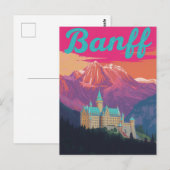 Banff Castle Mountains Retro Kunst Briefkaart (Voorkant / Achterkant)