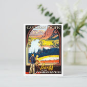 Banff in Canadese rockies, vintage-reizen Briefkaart (Staand voorkant)